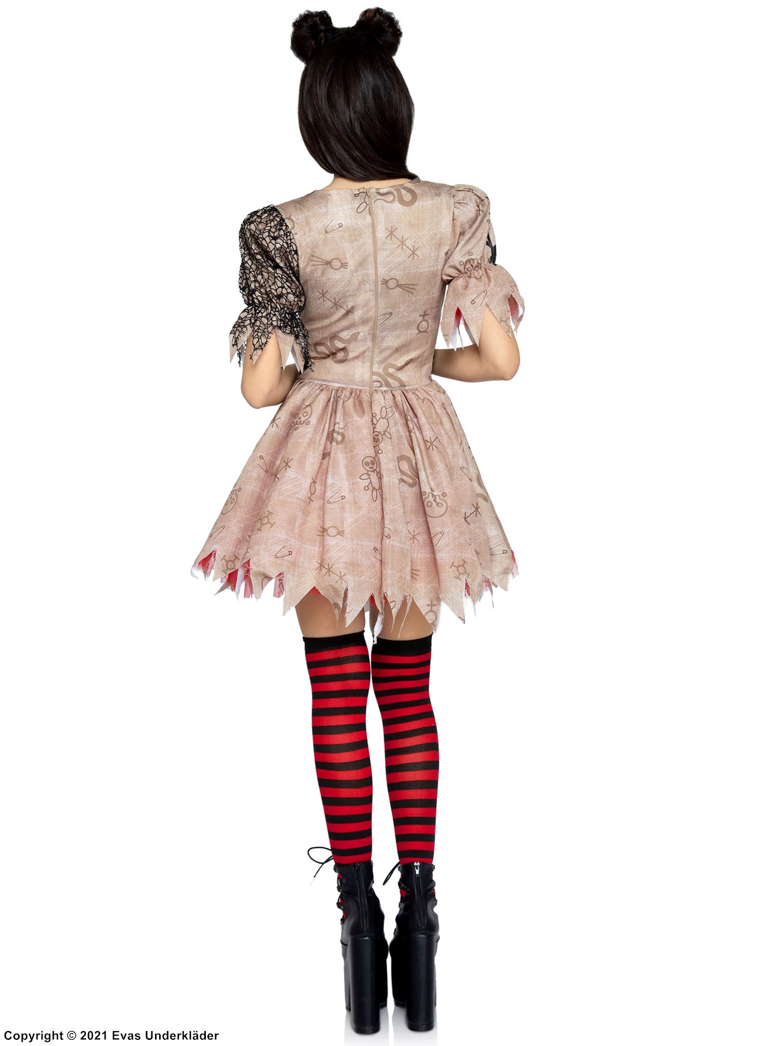 Voodoo doll, costume dress, tatters, stitches